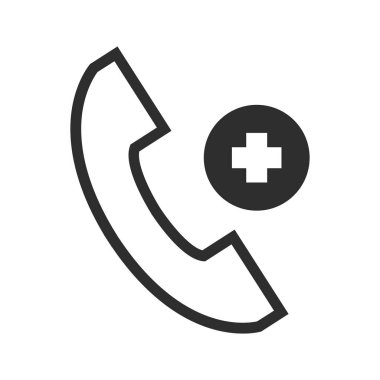 Tıbbi çağrı simgesi vektörü web ve mobil uygulama tasarımınız için beyaz arkaplanda izole edildi, tıbbi çağrı logosu kavramı