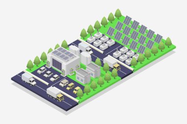 izometrik şehir ve park.