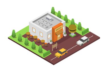 Şehir caddesinin vektör düz tasarımı ometriği