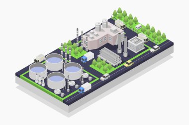 endüstriyel santralin modern izometrik vektör tasarımı