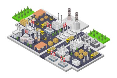 Petrol ve gaz endüstrisinin izometrik vektör şehri.