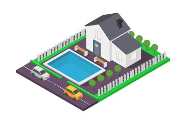 ev izometrik simgesi, vektör illüstrasyonu