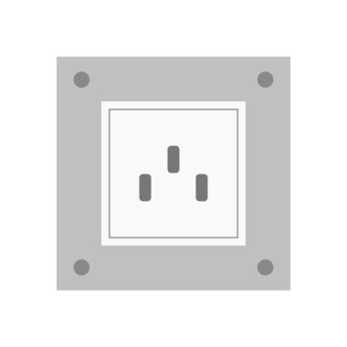 Gri arkaplanda izole edilmiş modayı gösteren soket simgesi.