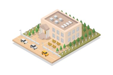 İzometrik şehir manzarası. 3d illüstrasyon.