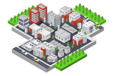 İzometrik şehir evleri ile