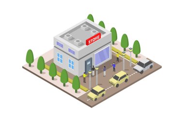 izometrik yapı simgesi, vektör illüstrasyonu