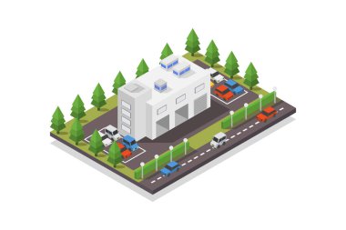 Yol, yol ve yolun 3 boyutlu izometrik çizimi