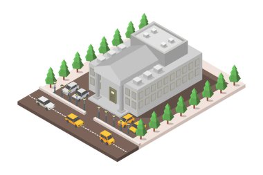 Şehrin izometrik vektör çizimi