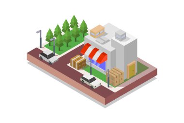 İzometrik şehir parkı, vektör illüstrasyonu.