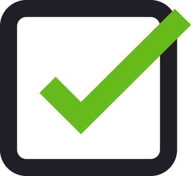 İşaret simgesini işaretle. vektör biçimi, yuvarlak açıları, gri ve yeşil renkleri, beyaz arkaplanı olan çift renkli düz ikonik semboldür..