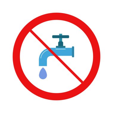 Su musluğu ve yasak tabela. vektör illüstrasyonu