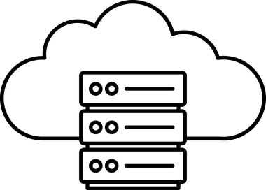 veritabanı bulut depolama simgesi ana hat biçiminde