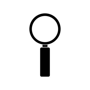 Beyaz arka planda siyah simgesi olan büyüteç. vektör illüstrasyonu.