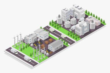 izometrik vektör şehir illüstrasyonu