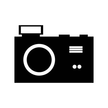 Fotoğraf makinesi simgesi. Beyaz arkaplanda izole edilmiş web tasarımı için fotoğraf makinesi vektör simgesinin basit çizimi