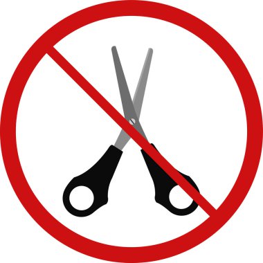 çapraz makas ve kırmızı işaret. vektör resmi.