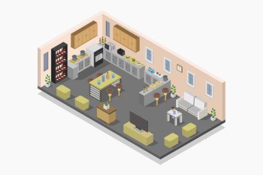 Modern oturma odasının içinde. 3d illüstrasyon