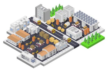 izometrik şehir ve şehir manzarası