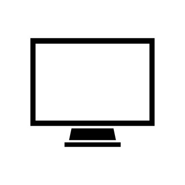 bilgisayar monitörü simgesi, vektör illüstrasyonu, siyah dizayn, eps