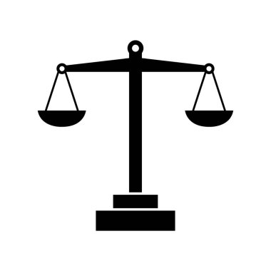 Hukuk terazisi simgesi. Web için adalet ölçeklerinin basit illüstrasyonu vektör simgeleri