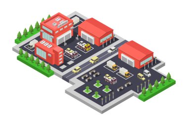 İzometrik şehir sokağı