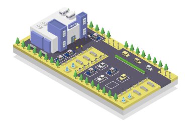 3 boyutlu izometrik fabrika inşaatı