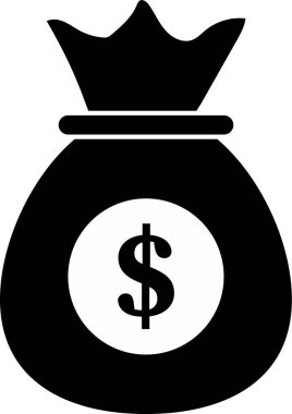 Dolar torbasının düz simgesi, vektör çizimi