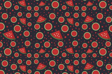 Kusursuz desenli karpuz, çilek, çilek, karpuz. yaz arkaplanı.