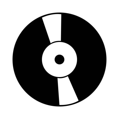 Vinil plak ikonu. Beyaz arkaplanda izole edilmiş web tasarımı için müzik notası vektör simgesinin basit çizimi