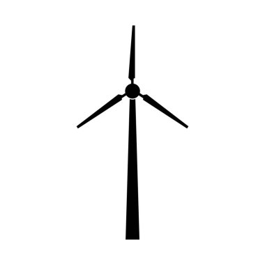 Beyaz arkaplanda siyah rüzgar enerjisi simgesi