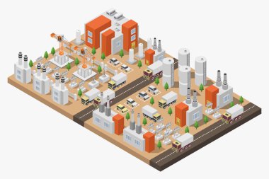 izometrik vektör şehir haritası.