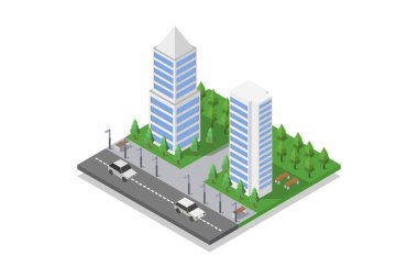 İzometrik kentsel şehir. vektör illüstrasyonu