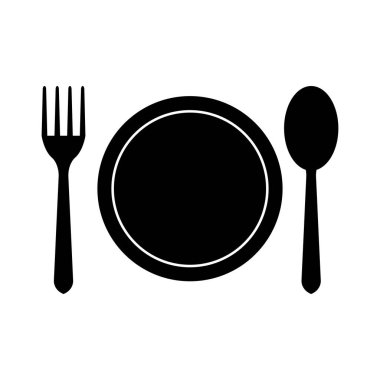 Restoran tabağı ve çatal ikonu. vektör illüstrasyonu