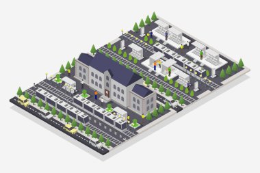 şehir sokağı izometrik 3d vektörü