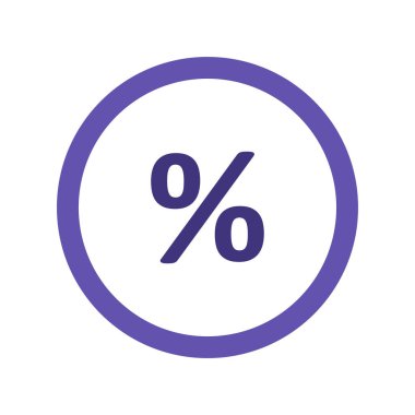 Yüzde yüz indirim işareti. Vektör. Beyaz arkaplanda menekşe simgesi