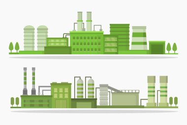 Fabrika ve bitki simgesi seti, vektör