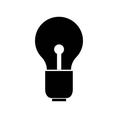 Siyah simgeli ampul, vektör illüstrasyonu