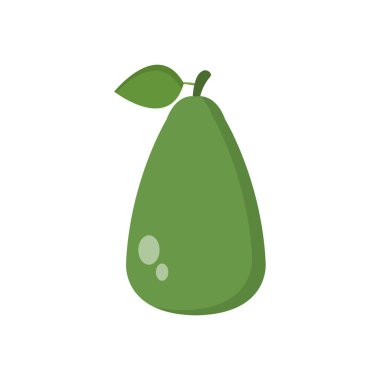 yeşil armut meyve ikonu. Beyaz arkaplanda izole edilmiş yeşil armut meyve vektör simgesinin düz çizimi
