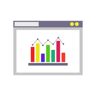 dizüstü bilgisayar ve istatistik çizelgesi tasarımı, vektör illüstrasyonu