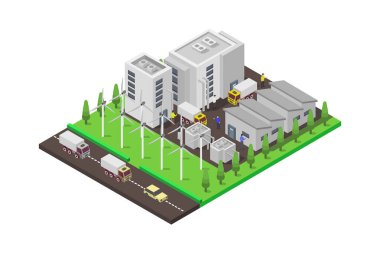 İzometrik şehir ve şehir manzarası, modern tasarım