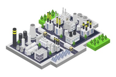 İzometrik şehir, şehir, gökdelen ve binalar