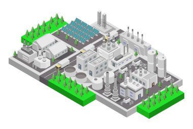 Fabrika izometrik vektör çizimi