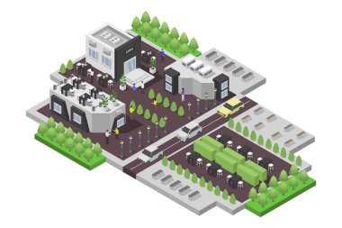 İzometrik şehir merkezi. vektör illüstrasyonu.