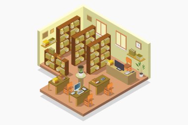 oturma odası izometrik 3 boyutlu vektör çizimi.
