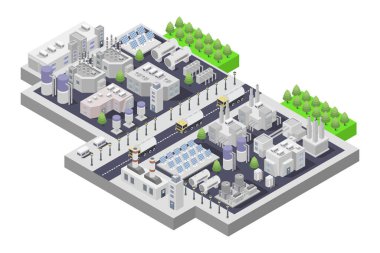 Büyük beyaz bir binası olan bir şehrin 3 boyutlu çizimi