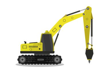 İnşaat kazıcı simgesi, düz stil