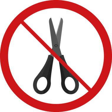 Makas ve yasaklama işareti, vektör simgesi, illüstrasyon