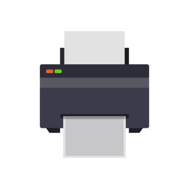 beyaz arkaplanda izole edilmiş yazıcı makine simgesi düz tasarım vektör çizimi