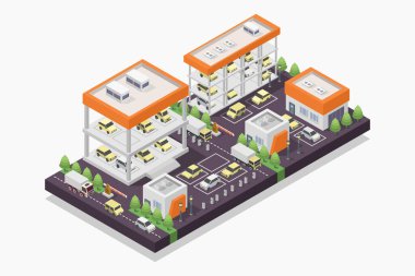 şehir manzaralı vektör resimli modern ometrik apartman