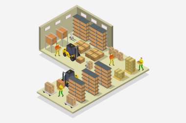 Depo odası izometrik vektör resimlemesi basit biçimdeName